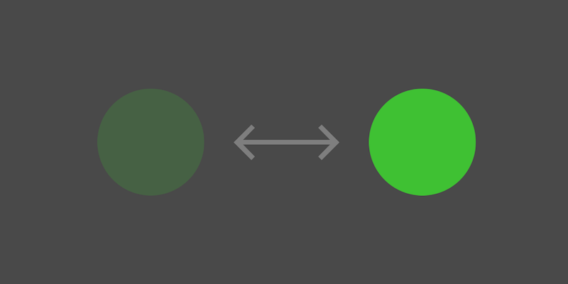 Two dots with different opacities in an infinite loop